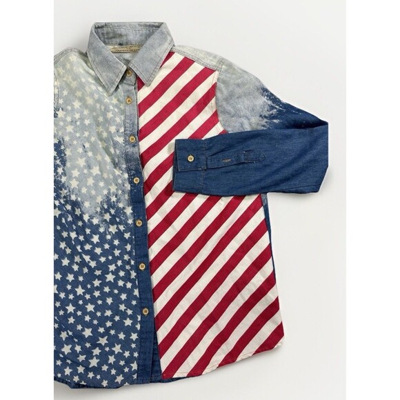 Patriotic Denim Button Down Shirt - Picture 2 of 5
